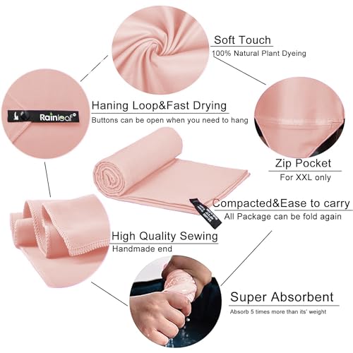 Rainleaf Microfiber Towel Perfect Travel & Gym & Camping Towel. Quick Dry - Super Absorbent - Ultra Compact - Lightweight. Suitable for Trip, Beach, Shower, Backpacking, Pool