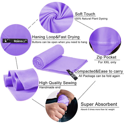Rainleaf Microfiber Towel Perfect Travel & Gym & Camping Towel. Quick Dry - Super Absorbent - Ultra Compact - Lightweight. Suitable for Trip, Beach, Shower, Backpacking, Pool