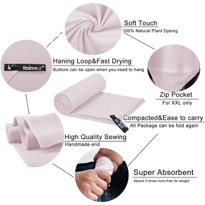 Rainleaf Microfiber Towel Perfect Travel & Gym & Camping Towel. Quick Dry - Super Absorbent - Ultra Compact - Lightweight. Suitable for Trip, Beach, Shower, Backpacking, Pool