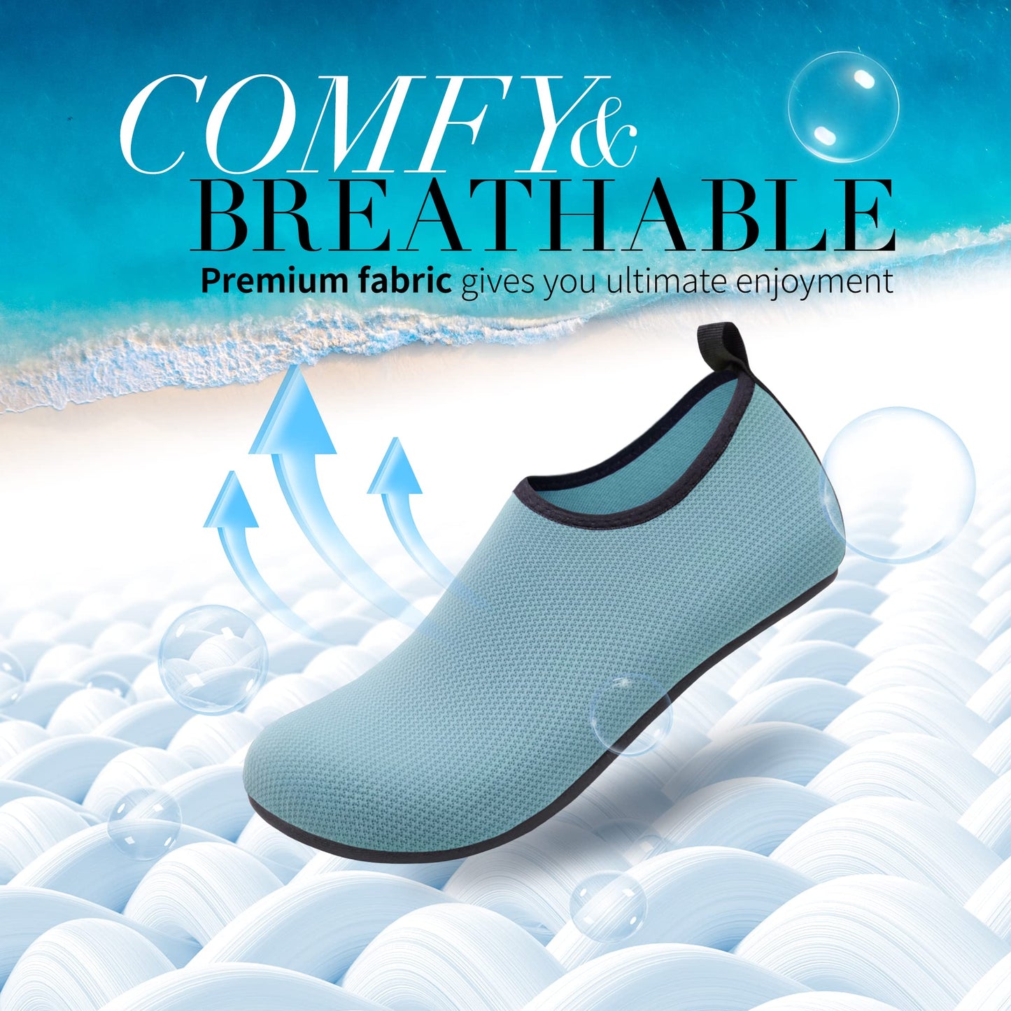 Homitem Water Shoes for Women Men Aqua Socks Swim Beach Pool River Slip-On Barefoot Quick-Dry Vacation Cruise Essentials Accessories for Yoga Kayak Sports