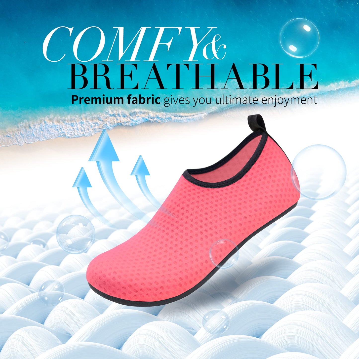 Homitem Water Shoes for Women Men Aqua Socks Swim Beach Pool River Slip-On Barefoot Quick-Dry Vacation Cruise Essentials Accessories for Yoga Kayak Sports